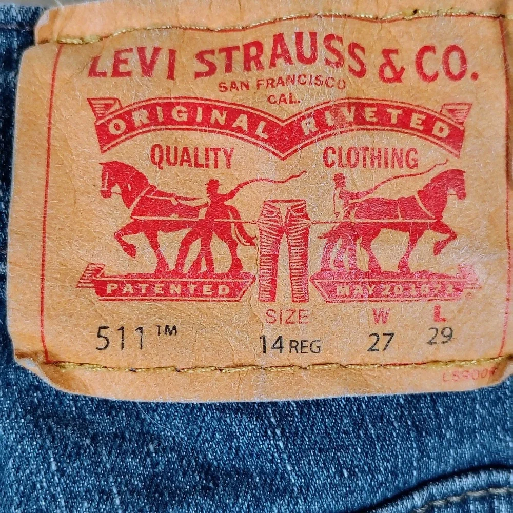 Levis 511 Slim Fit Boys Jeans Med Wash Blue Adjustable Waist Size‎ 14 Reg 27x29